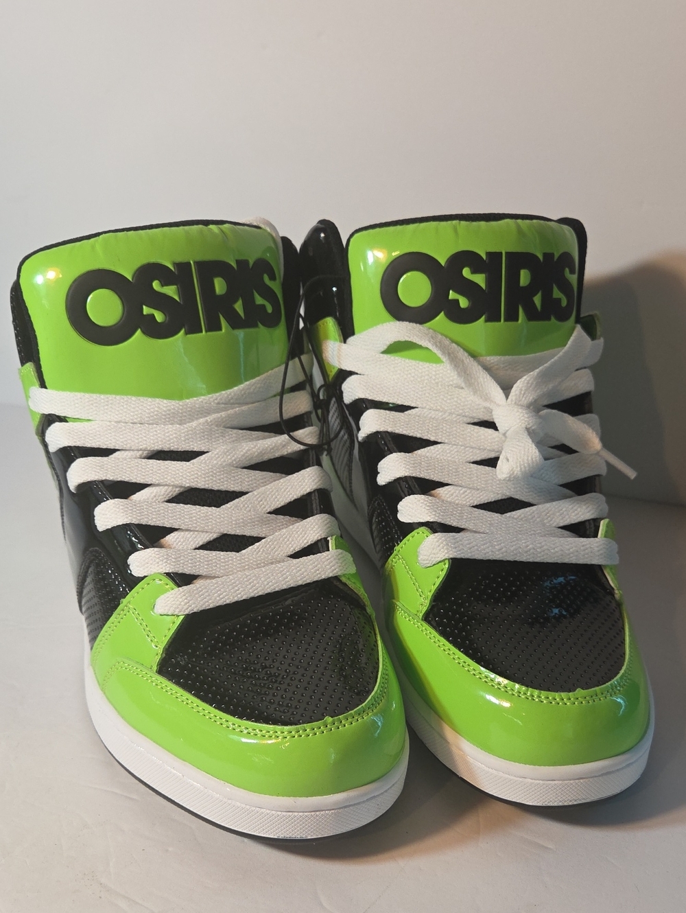 Osiris Kids High-Top Sneakers in Neon Green, Black & White